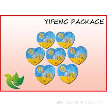 Heart Shape Custom Packaging Bags Snacks Vinyl Bag With Zip